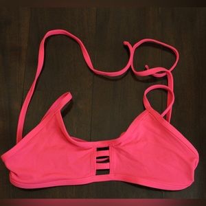 Pink tie back jolyn bikini top